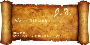 Jür Nikander névjegykártya